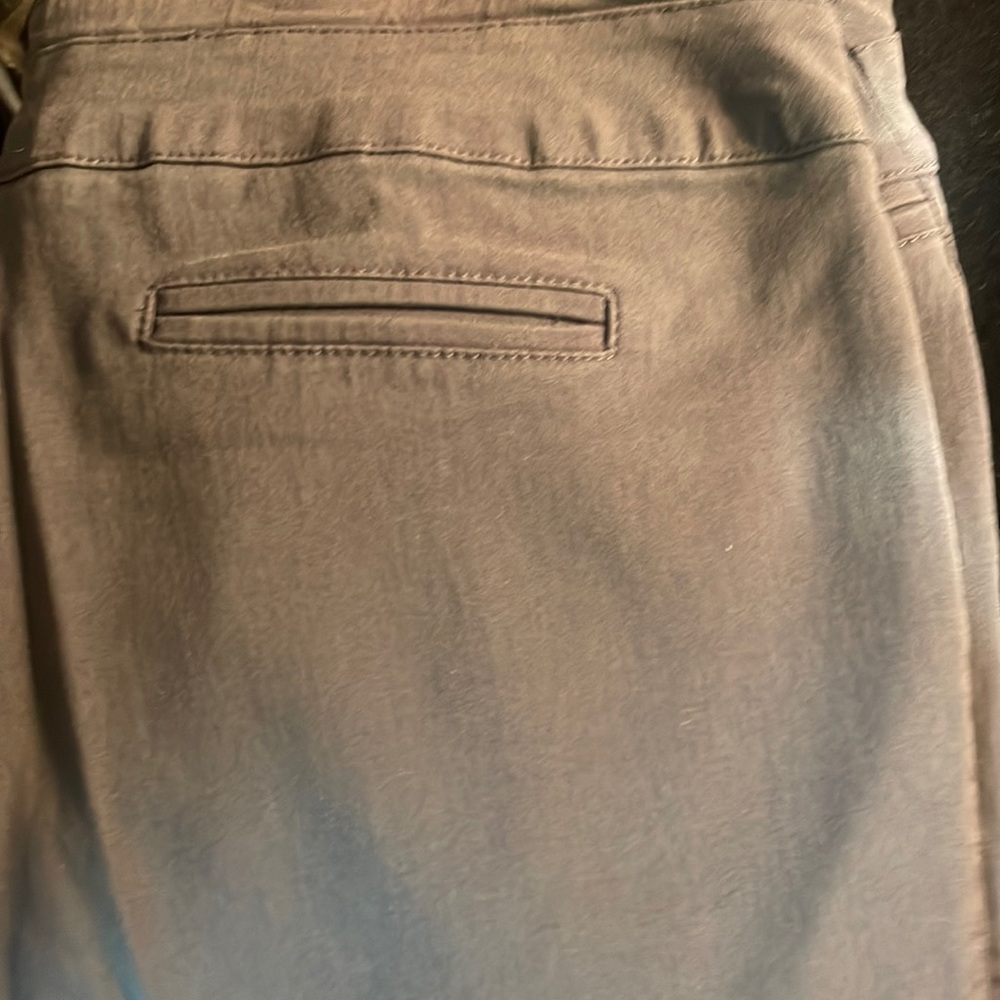 Grey- straight legged pull up dress pants. Size 12.